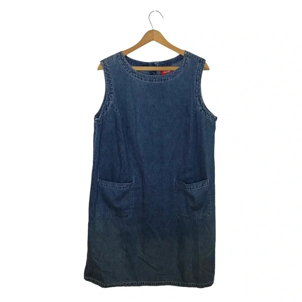 VENEZIA NWT Vintage Cotton Jean Popover Sleeveless Dress